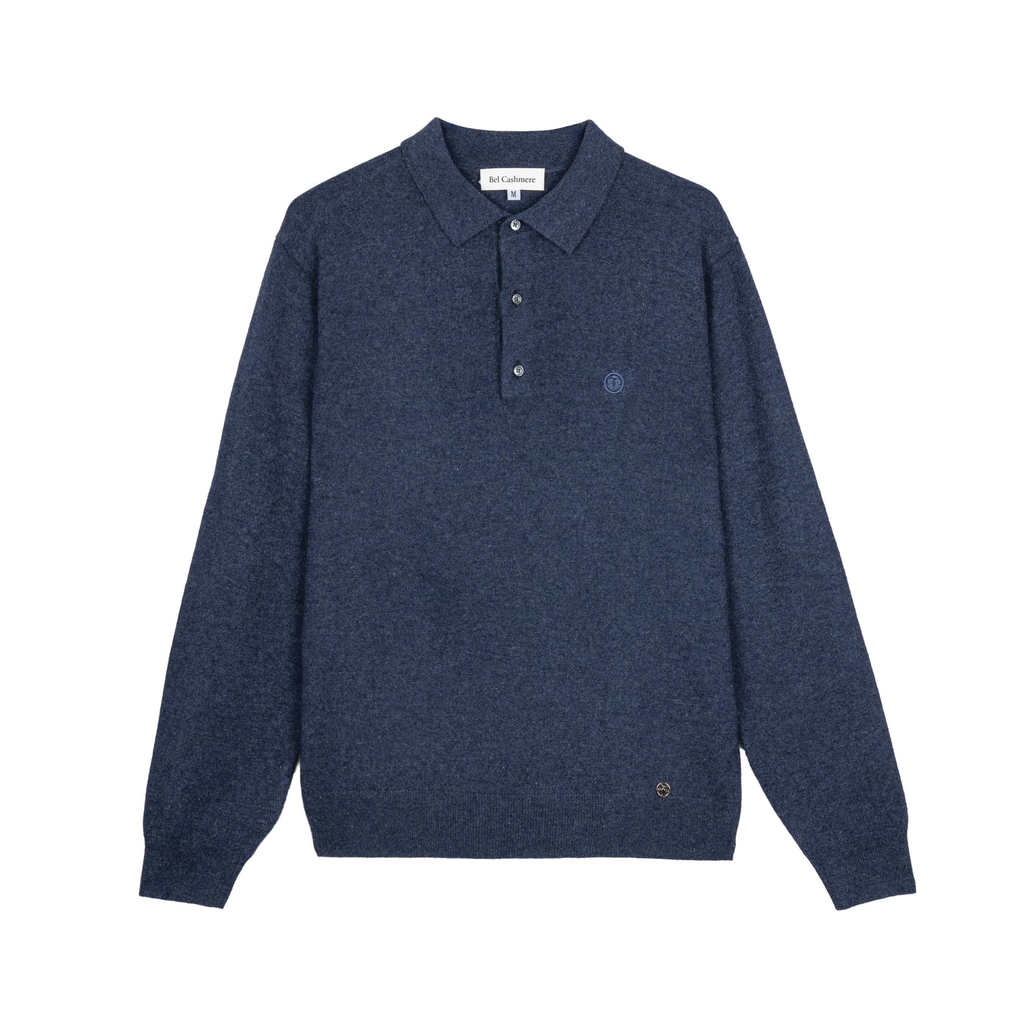 Men's blue denim polo shirt