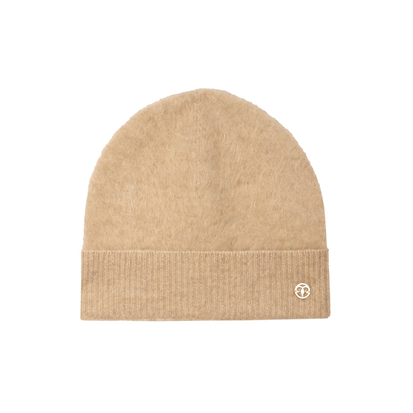 Beige brushed cashmere hat