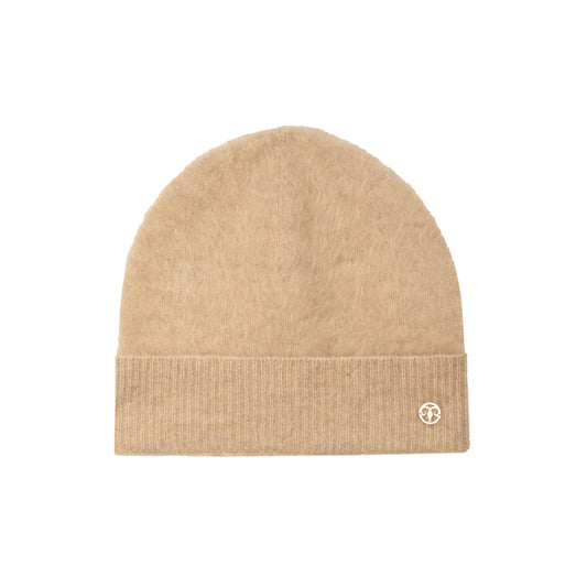 Beige brushed cashmere hat