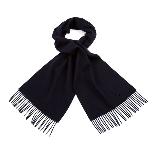 Navy cashmere scarf with fringes