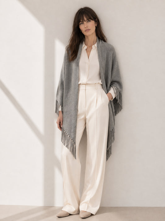 Sienna grey cashmere shawl