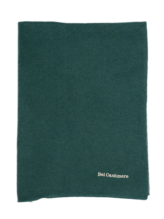Green cashmere knit scarf