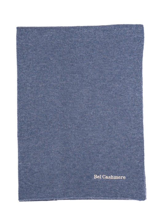 Large blue knitted scarf