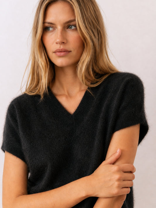 Jersey Melissa negro de brushed cashmere