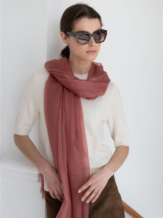 ultra-fine cashmere scarf in marsala color