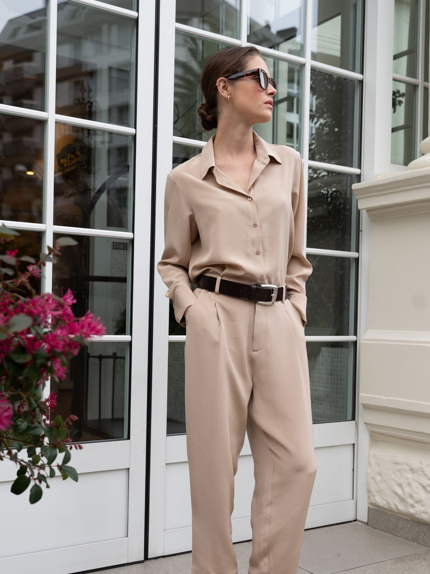 Blusa Bianca de seda light taupe