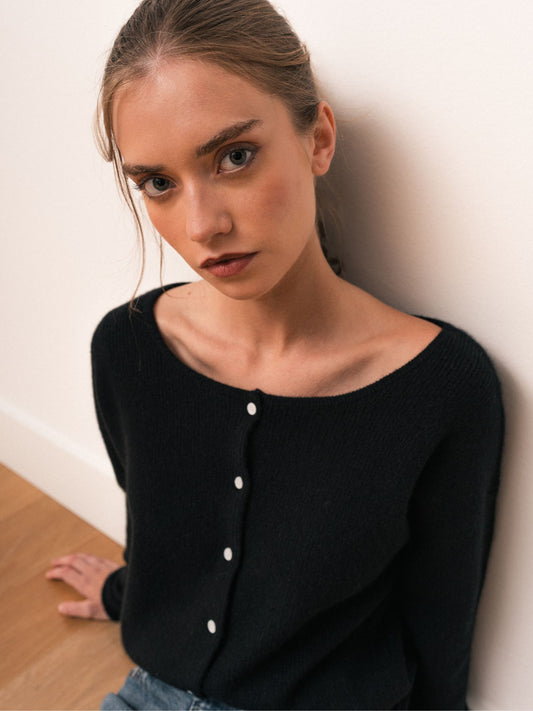Schwarze Camille-Strickjacke