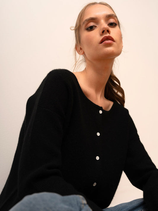 Schwarze Camille-Strickjacke