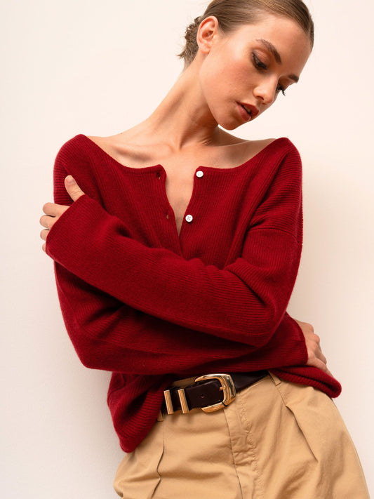 Burgunderrote Strickjacke Camille