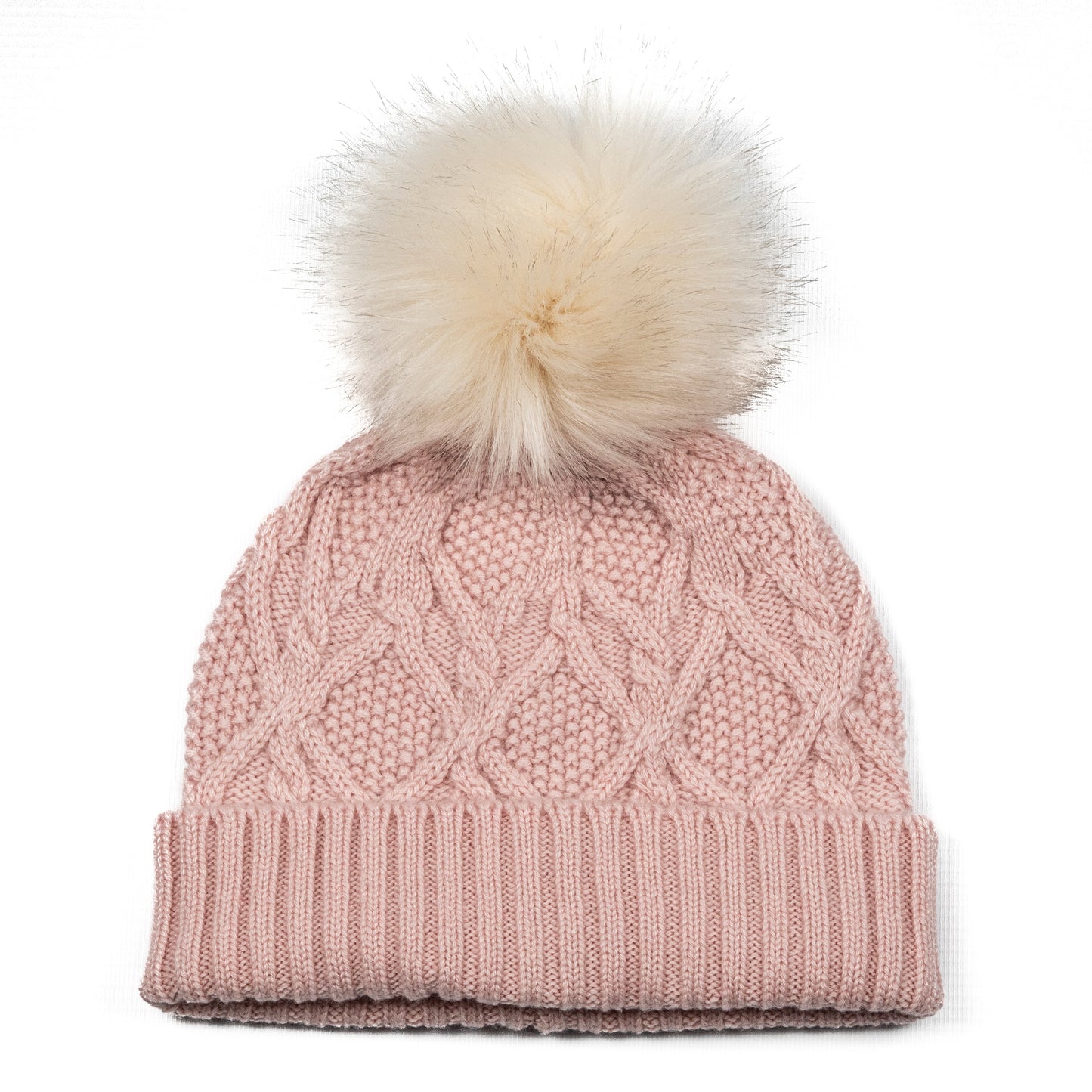 Gorro de cashmere rosa con pompón
