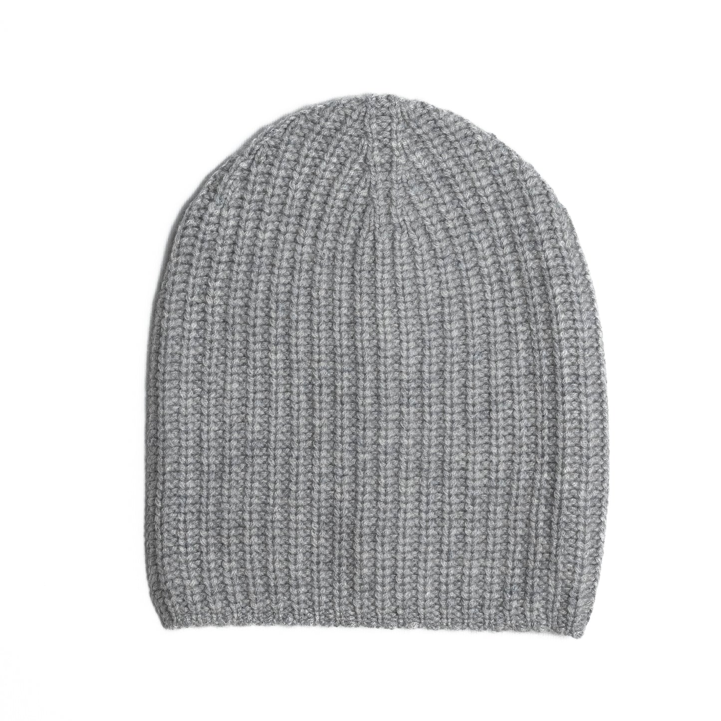 Gray ribbed cashmere hat