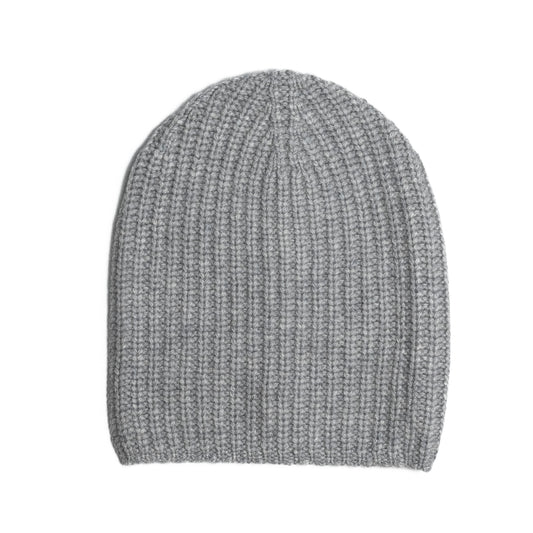 Gray ribbed cashmere hat