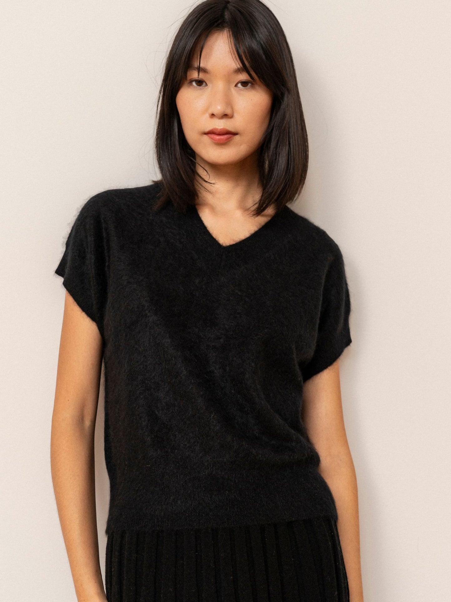 Jersey Melissa negro de brushed cashmere