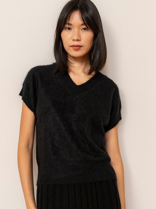 Melissa black brushed cashmere sweater