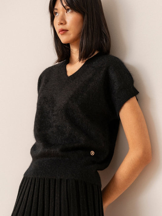Melissa black brushed cashmere sweater