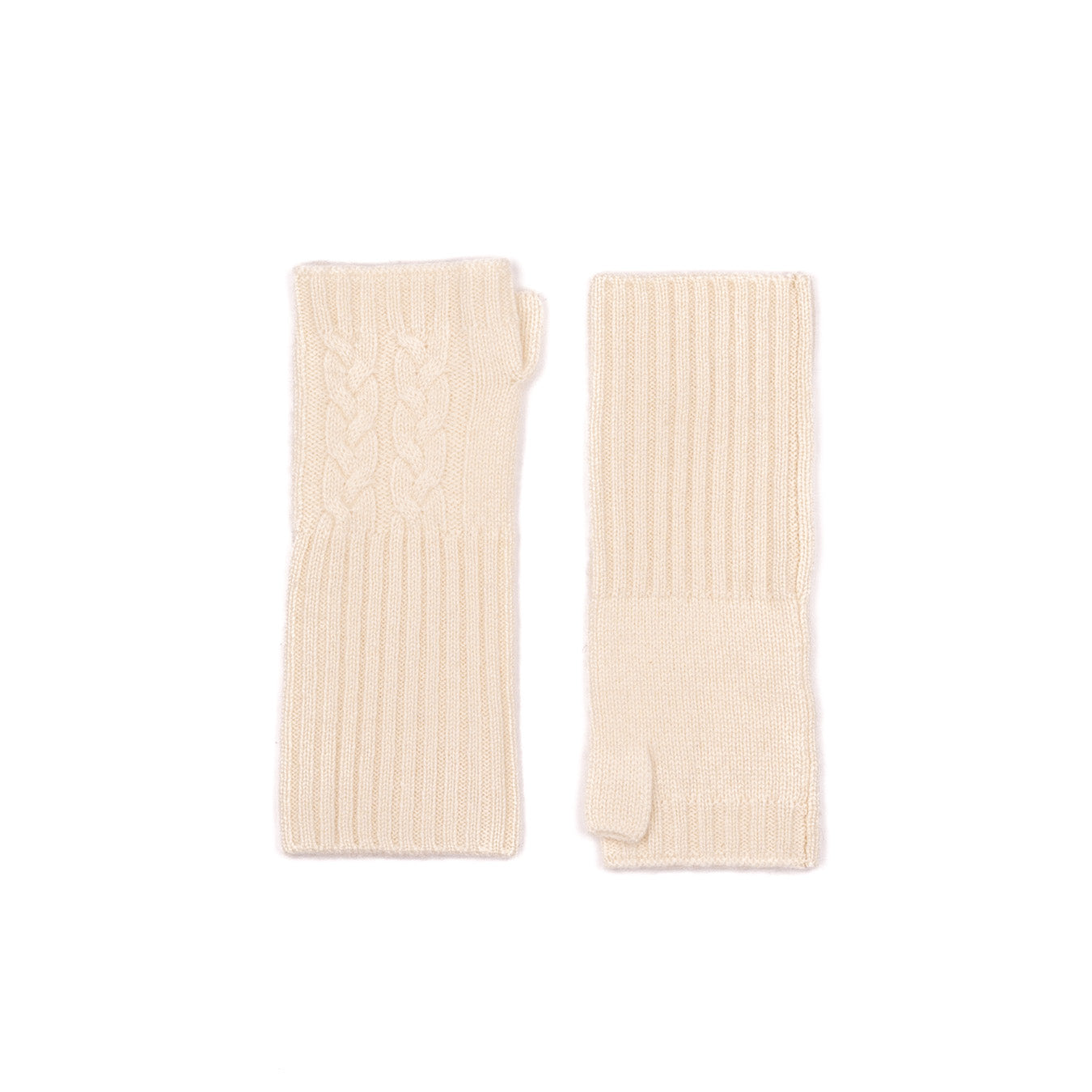 Raw cashmere ribbed mittens
