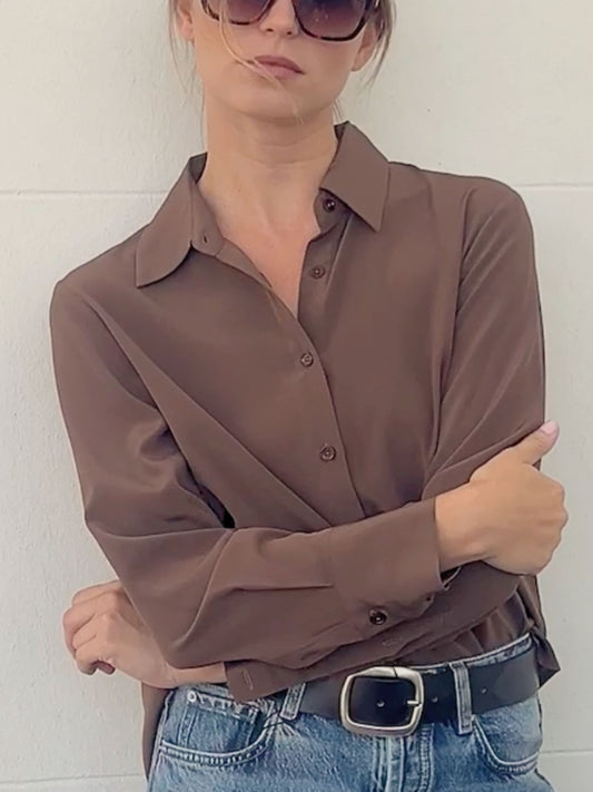 Bianca brown silk blouse