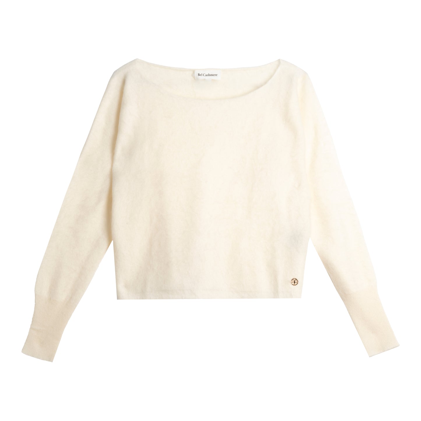 Claudia gebürsteter weißer Pullover