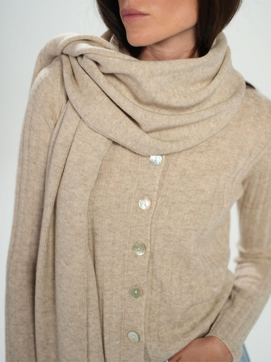 Large tan knit scarf