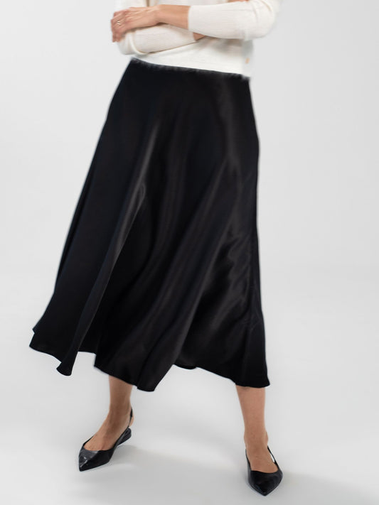 Victoria black silk skirt