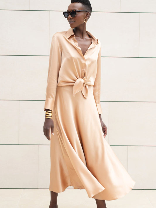 Victoria latte silk skirt