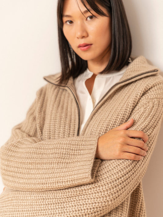 Nicole beige Kaschmir-Cardigan