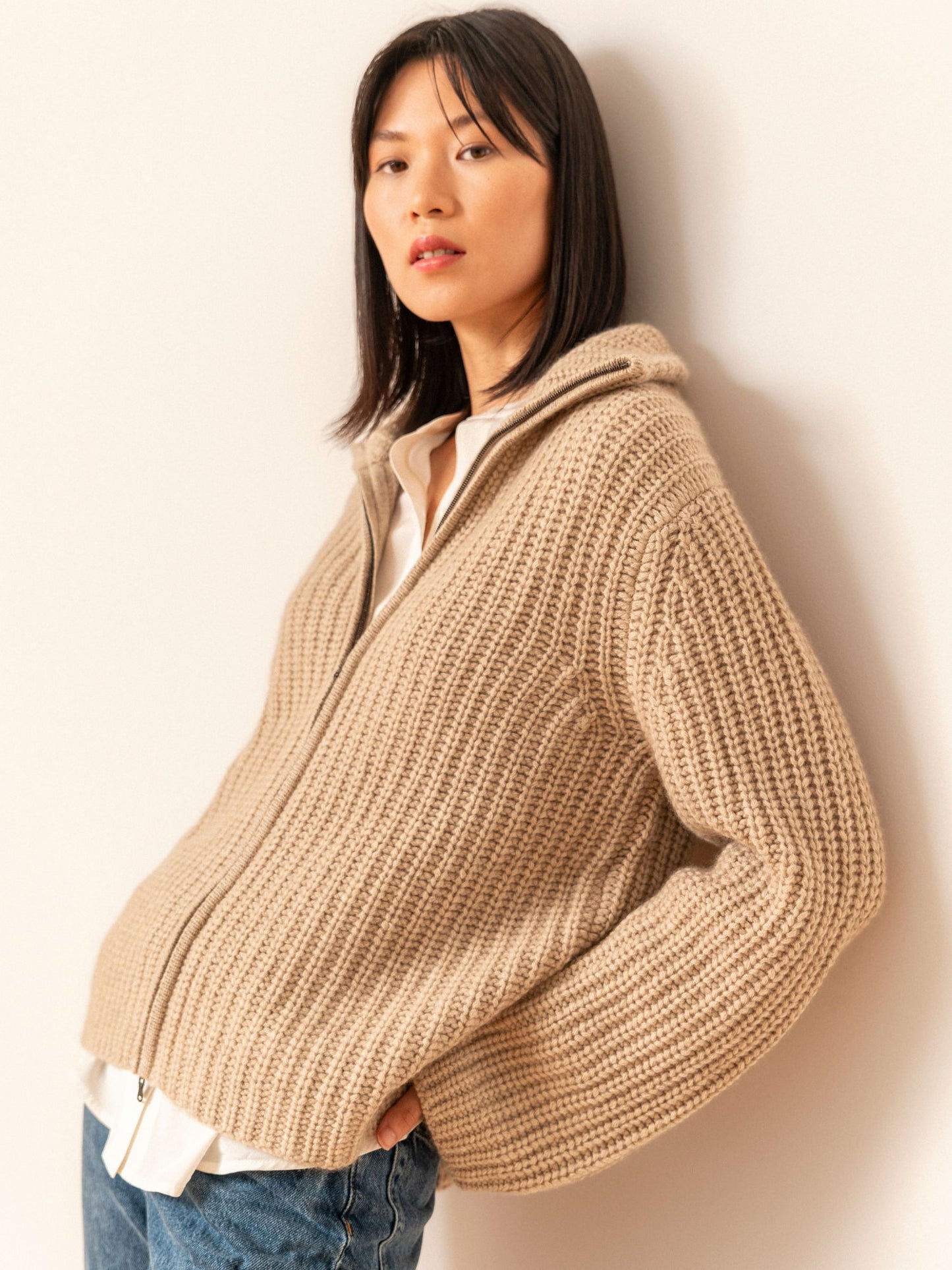 Nicole beige Kaschmir-Cardigan