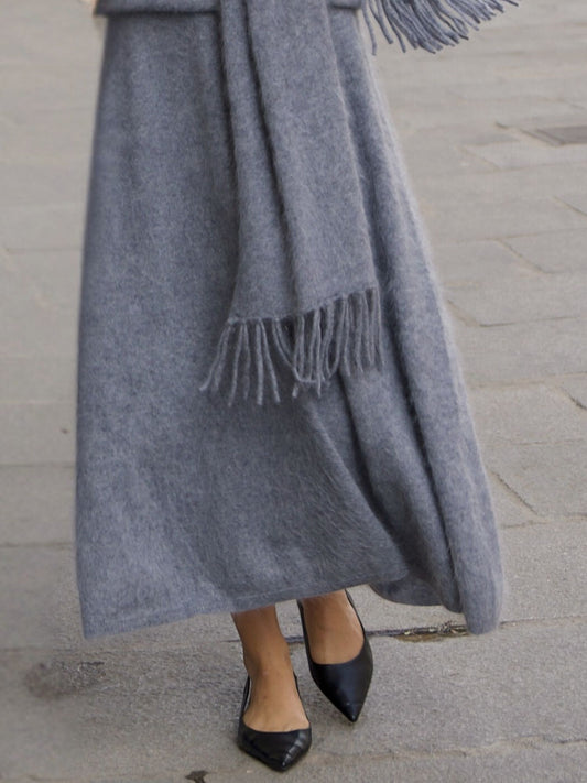 Madison skirt in gray brushed cashmere
