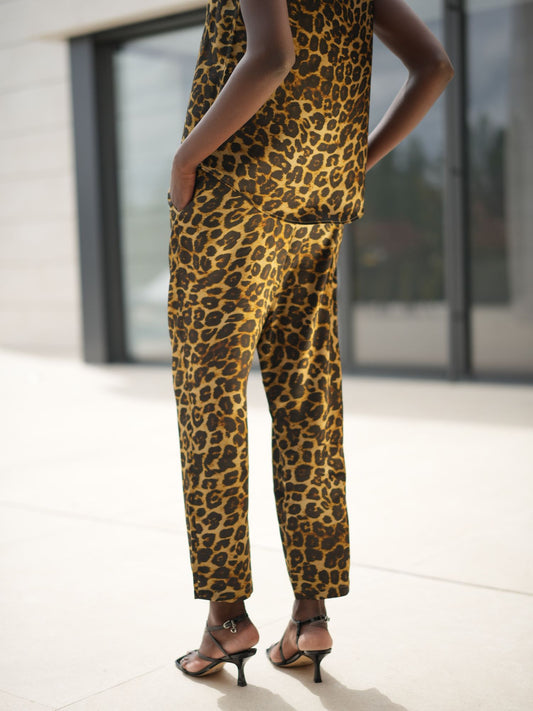 Mara leopard silk pants