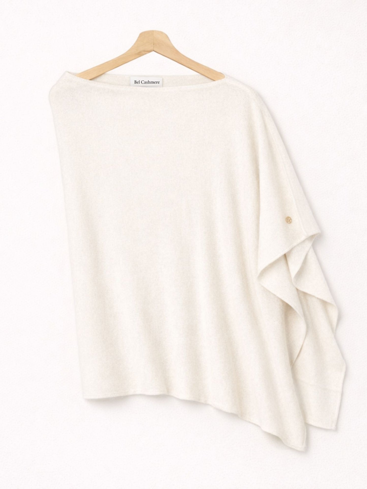 Poncho de cashmere crudo