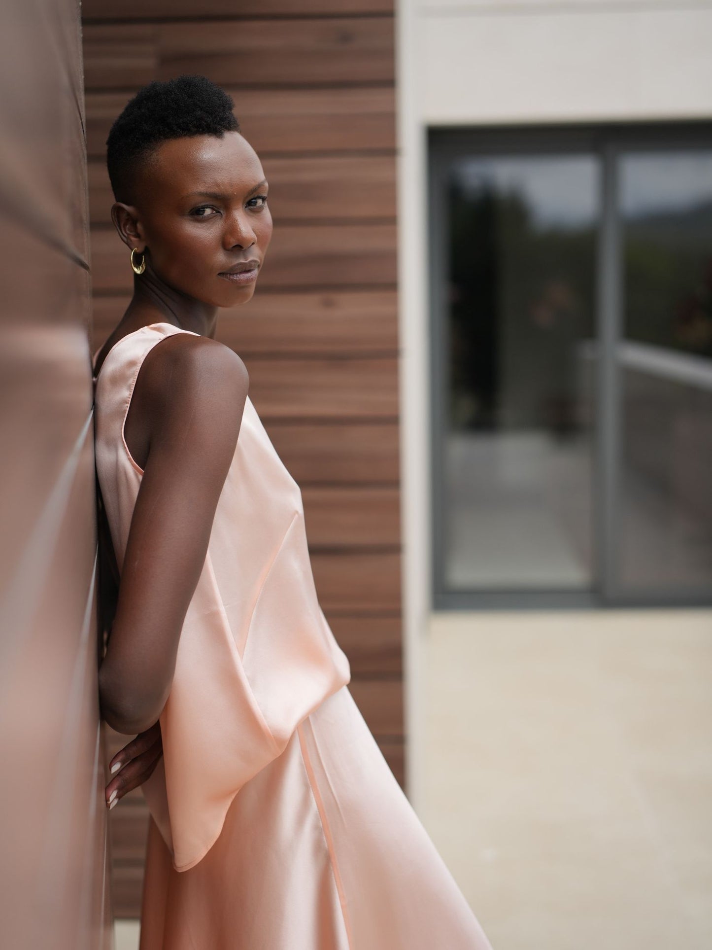 Claire peach silk top