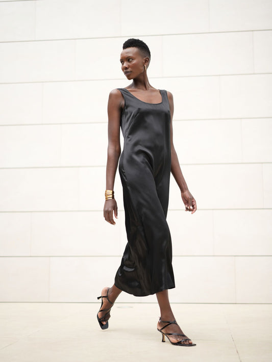 Olivia black silk dress