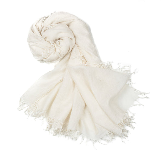 fular de cashmere flecos blanco