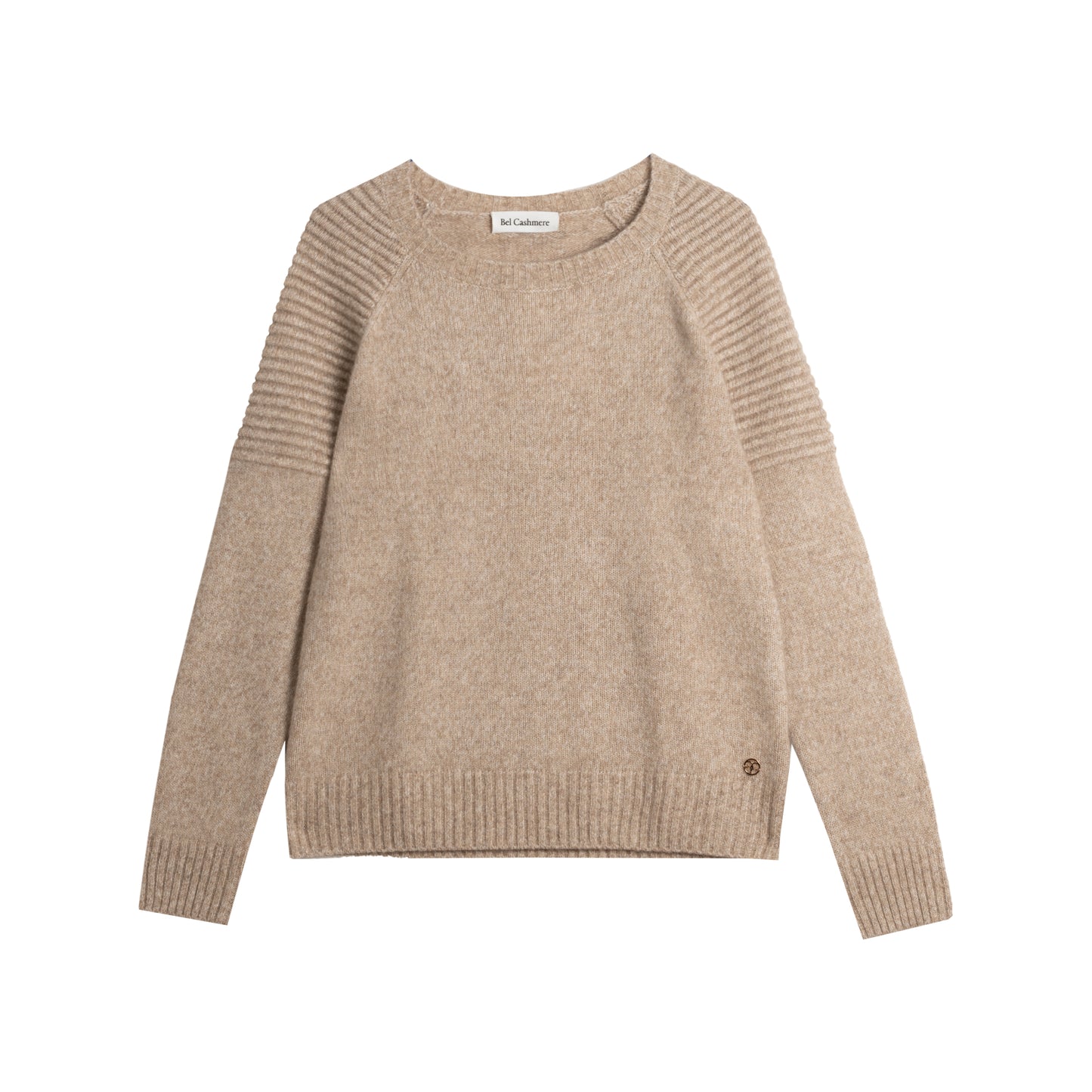 Jersey de cashmere Motorbiker jaspe beige