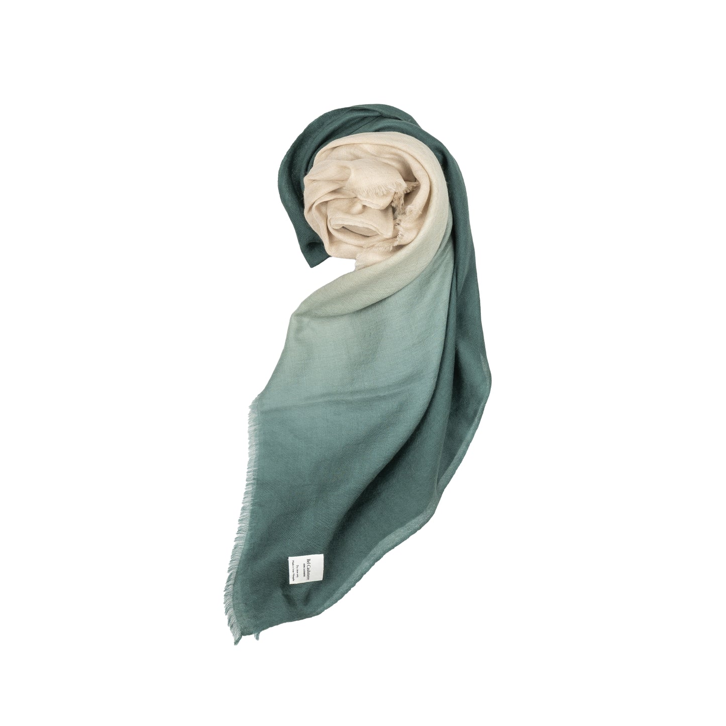 fular fino de cashmere verde degradado