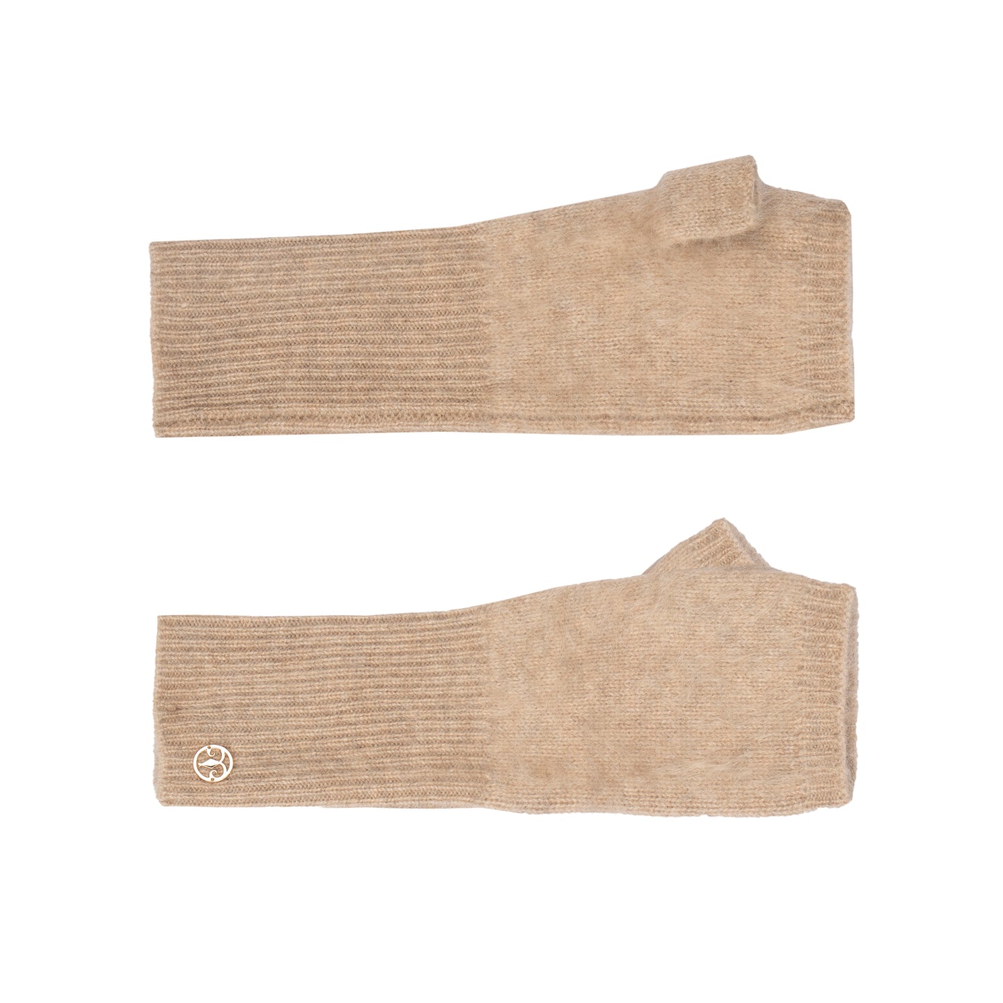 Beige brushed cashmere mittens