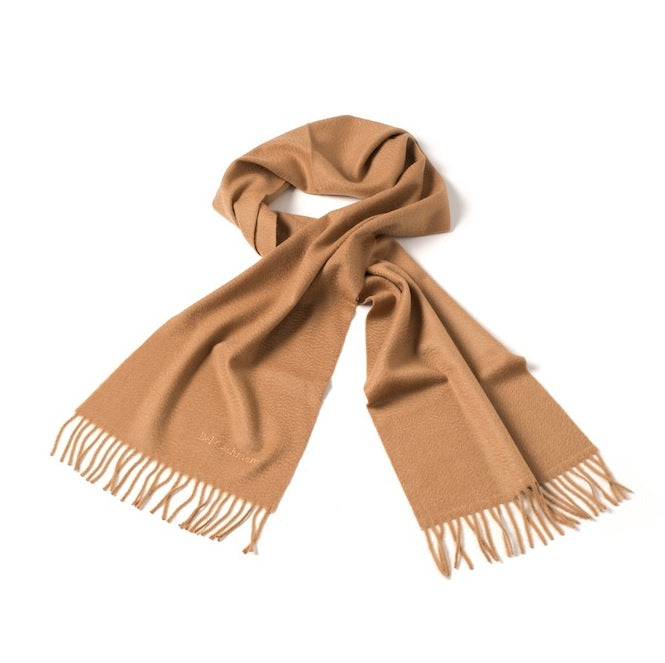 Cashmere scarf with camel fringes