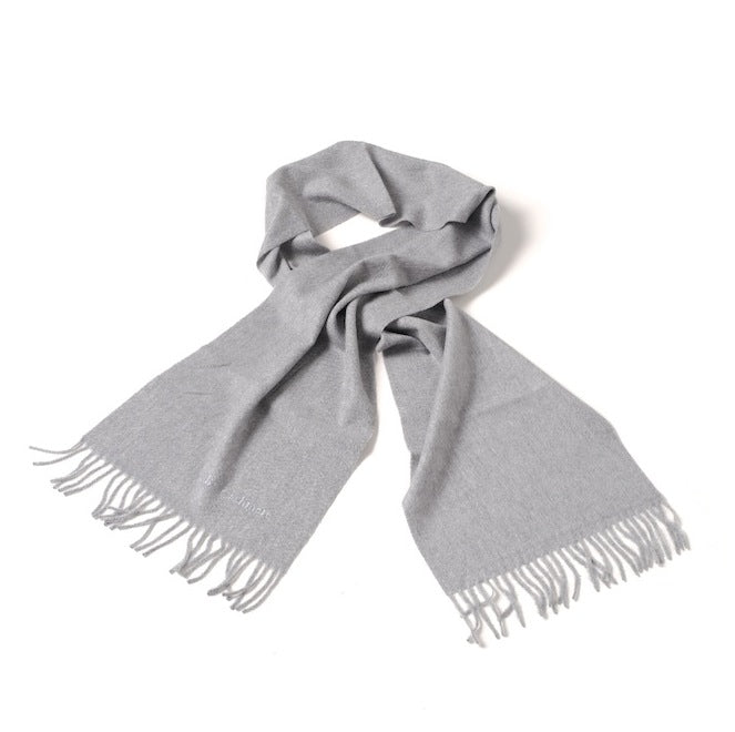 Gray fringed cashmere scarf