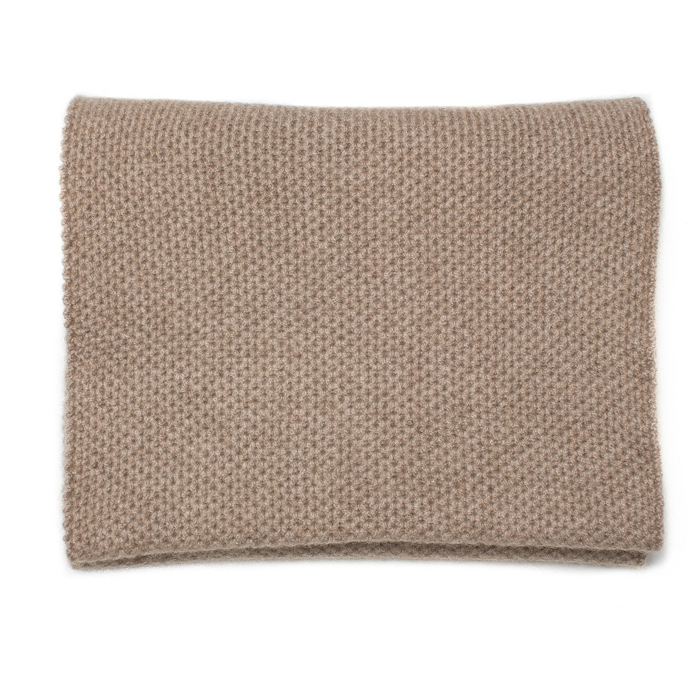 Organic brown piqué knit scarf
