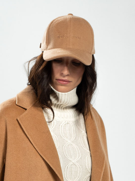 Gorra de lana y cashmere camel