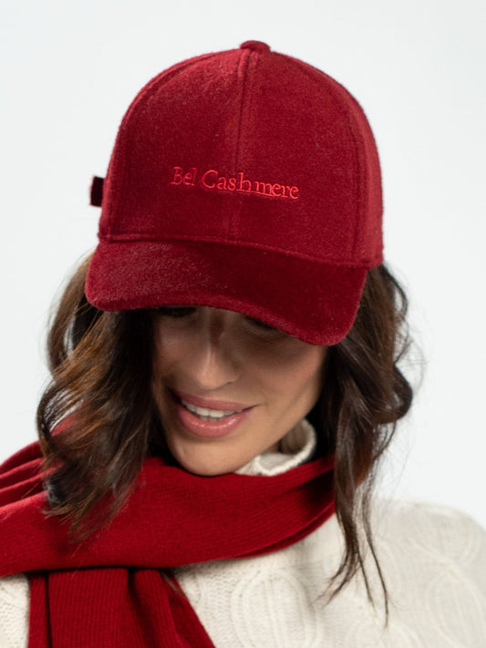 Gorra de lana y cashmere granate