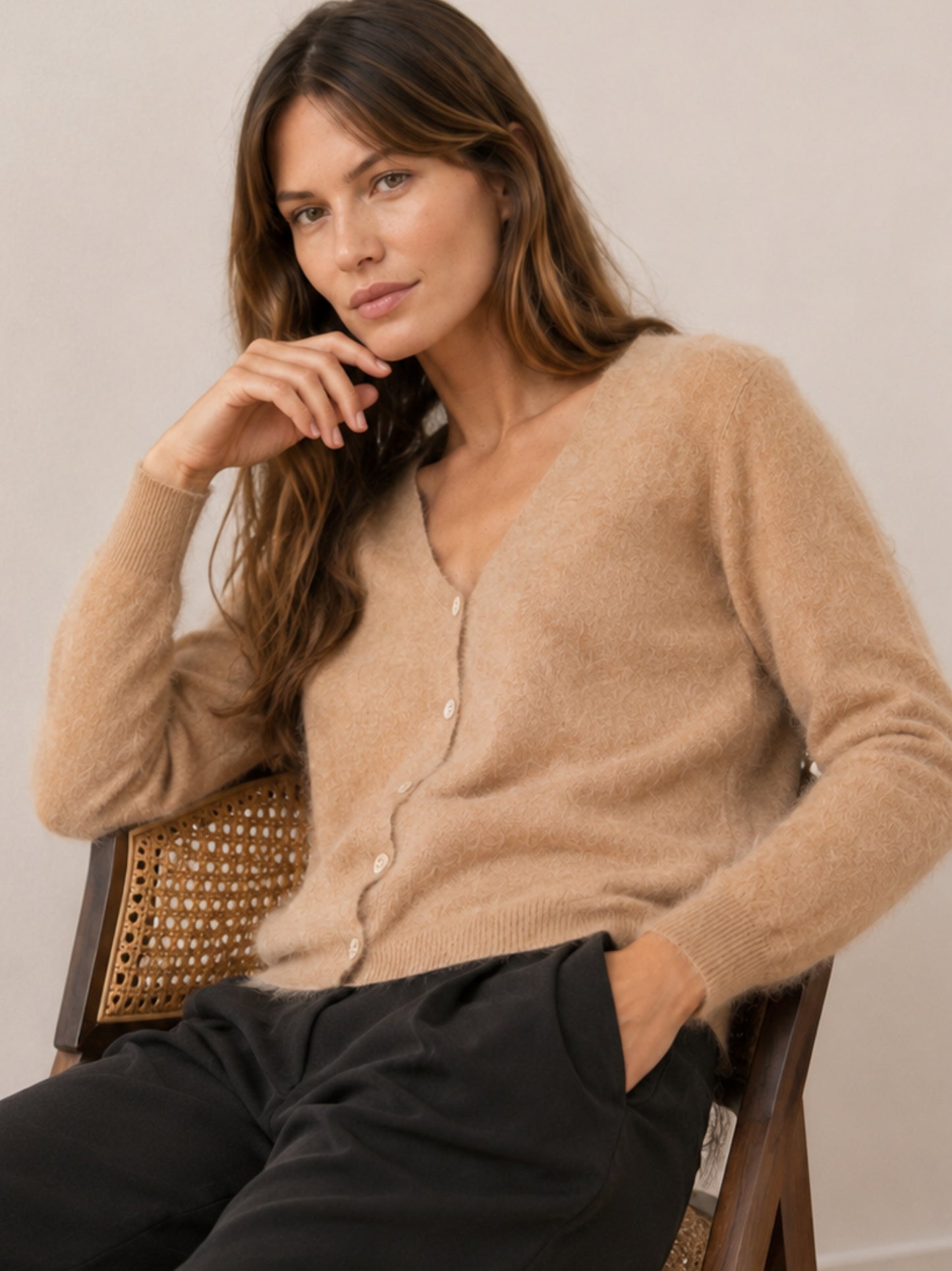 Gebürsteter Kaschmir-Cardigan Amy