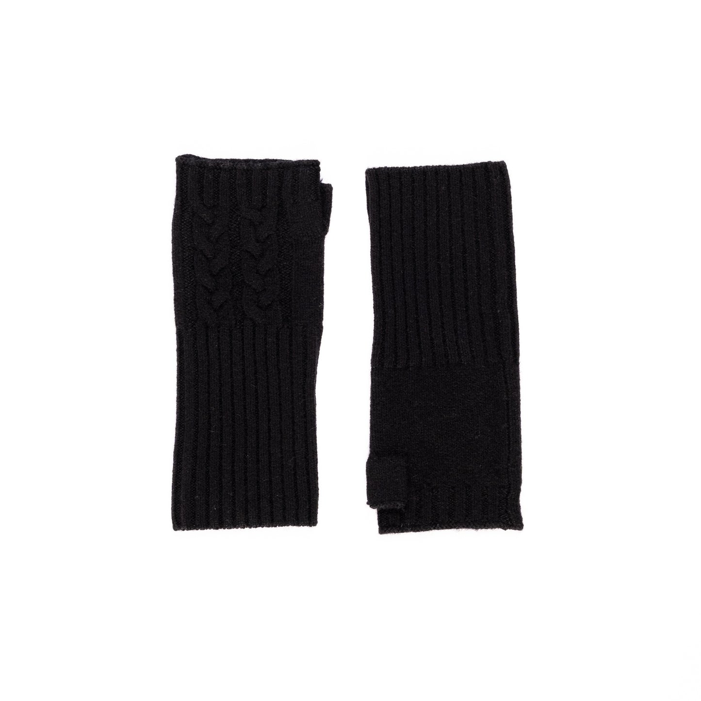 Black cable knit mittens