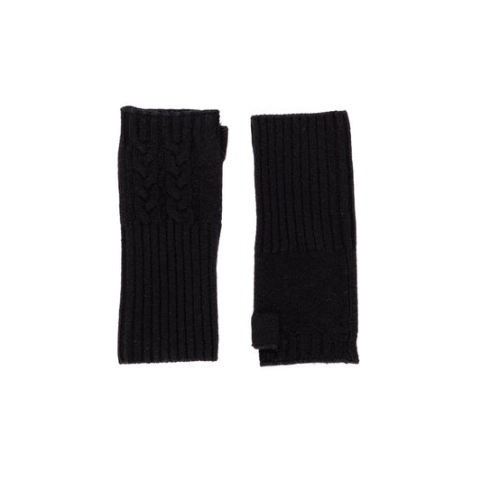 Black cable knit mittens