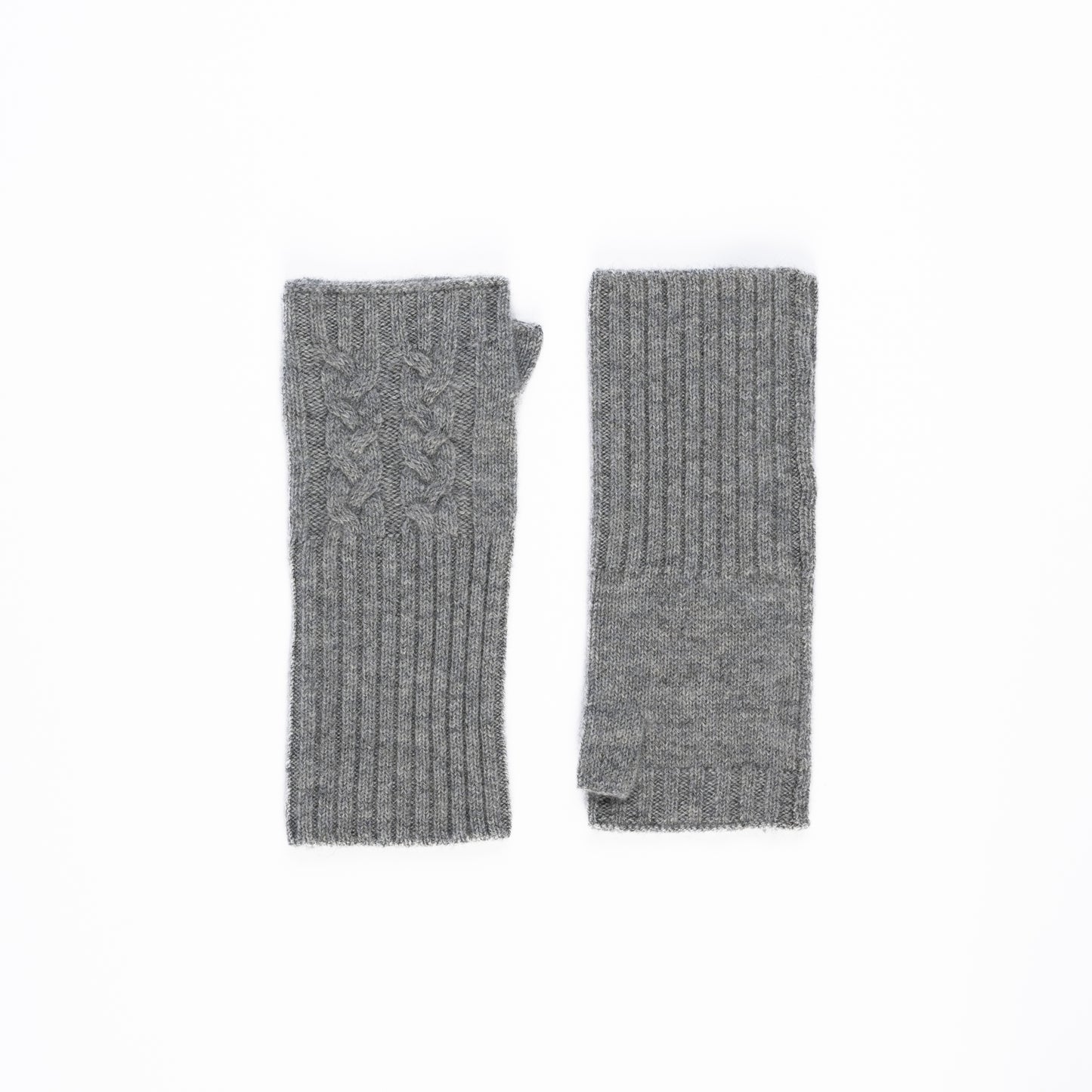 Gray cable mittens