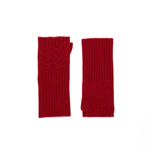 Dark red cable mittens