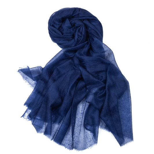 fular ultra fino de cashmere azul oscuro