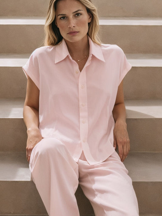 Blusa Flavia de seda rosa
