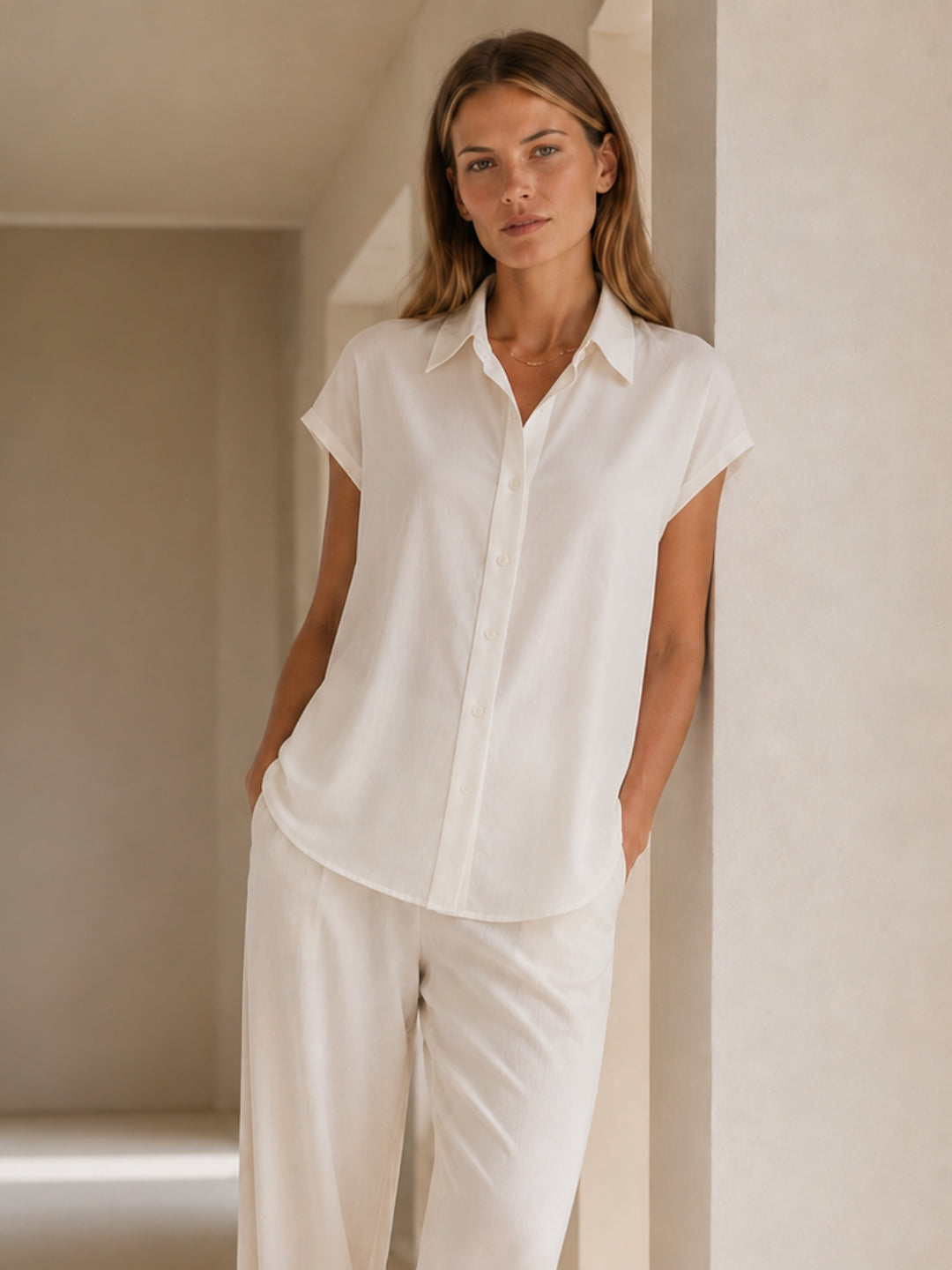 Bluse Flavia aus weißer Seide
