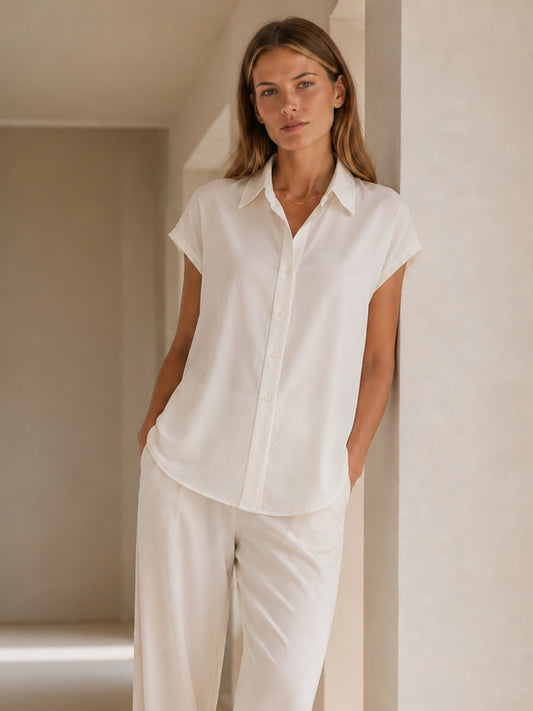 Blusa Flavia de seda blanca